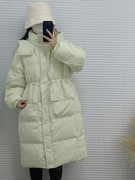 韩国东大门2023冬季奶油色羽绒服女中长款加厚白鸭绒大码外套