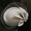 法式优雅英伦复古网纱贝雷帽羊，毛呢小礼帽，婚纱宴会白色新娘头饰