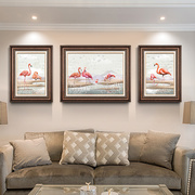 现代简约客厅装饰画美式沙发背景墙画三联画美式挂画餐厅壁画