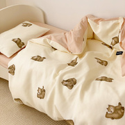 A类华夫格纯棉幼儿园三件套全棉卡通床单被套儿童春夏床品1.2米