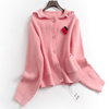 v716粉色宽松显瘦减龄娃娃，领单排扣针织衫上衣，秋冬长袖女毛衣