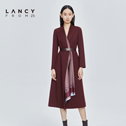 lancy朗姿秋季羊毛西装，连衣裙高级感法式收腰通勤长袖裙子女