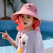 儿童防晒帽夏天遮阳帽，防紫外线太阳帽男童，夏季帽子女童宝宝渔夫帽