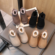 儿童雪地靴真皮厚底棉靴2023年冬季韩版男女童保暖靴子