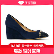 香港直发SALVATOREFERRAGAMO菲拉格慕女士蓝色尖头坡跟鞋0591372