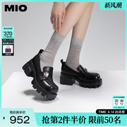 沈月同款MIO米奥女鞋方跟单鞋厚底英伦风豆豆鞋爱心钻饰乐福鞋