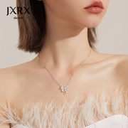 JXRXs999纯银蝴蝶结项链女小众高级感颈链锁骨链足银链子吊坠