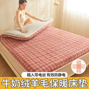 冬季羊毛床垫软垫家用加厚保暖牛奶绒垫褥子加绒榻榻米海绵床垫子