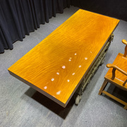 楠木花梨木大板金丝黄茶桌(黄茶桌)组合原木实木茶台d办公新桌中式家具2米