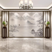 中式水墨山水壁画客厅电视背景墙壁纸影视墙沙发无缝墙纸墙布