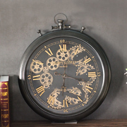 复古美式挂钟创意齿轮，钟表装饰铁艺，壁饰金属客厅欧式静音大号