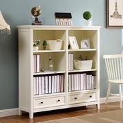 美式白色书柜书架简约现代儿童实木储物柜多功能落地格子柜小房子