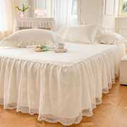 单层薄款床裙单件床罩蕾丝花边白色，防尘罩夏季遮丑床单防滑保护套