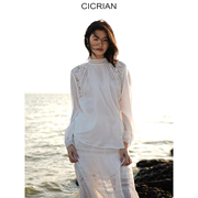 cicrian镂空钩花蕾丝花边立领，衬衫通勤百搭简约复古小衫上衣
