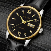 手表双皮带腕表瑞士防水男士手表机械全自动商务夜光日历