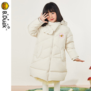 b.duck小黄鸭冬装女童加厚中长款羽绒服2023儿童学生保暖外套