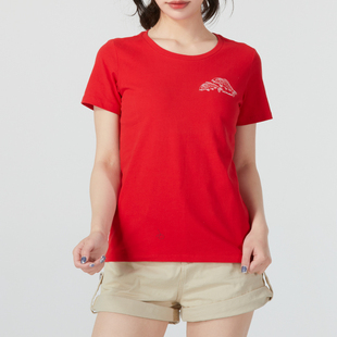 columbia哥伦比亚女装春夏红色圆领，t恤户外运动服跑步短袖ar1553