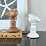欧式北欧地中海陶瓷立柱小鸟摆件家居饰品软装配饰电视柜仿古摆件
