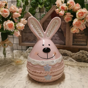 可爱陶瓷存钱罐情侣创意，个性动物生肖，摆件储蓄罐儿童生日蕾丝兔粉