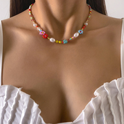 lisa同款彩色雏菊串珠项链，女小众设计感ins时尚，气质颈链锁骨链潮