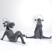 现代创意植绒音乐狗动物摆件卡通雕塑艺术品样板间儿童房客厅软装