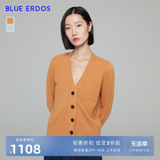 BLUE ERDOS女装 秋冬纯色V领简约气质多巴胺长袖羊绒针织衫女开衫