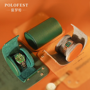 polofest手表收纳盒高档皮革，简约男女通用便携旅行机械腕表展示盒