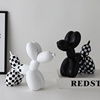 黑白格子气球狗现代简约创意，家居客厅摆件软装树脂工艺装饰品