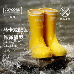 joycorn加可马卡龙(马卡龙)雨靴，时尚防滑水，鞋女成人中筒雨鞋外穿胶鞋户外