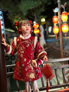 鸭鸭公主汉服女童拜年服儿童过年服冬装旗袍秋冬季新年衣服中国风