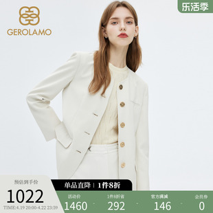 GEROLAMO女装短外套2023简约休闲圆领直筒气质版型西装女