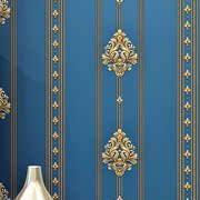 3D立体欧式大马士革墙纸房间温馨卧室蓝色奢华简欧电视背景墙壁纸