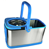 双驱动不锈钢蓝旋转桶子，家用拖把手压脱水篮，拖把桶身单桶筒配件