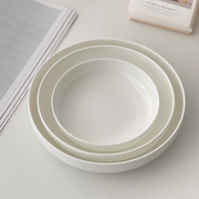 白屿 纯白圆盘简约韩式泡菜盘骨瓷餐具创意深盘家用菜盘沙拉盘