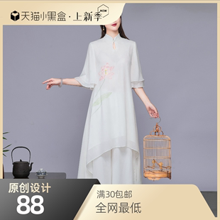中国风唐装套装茶服文艺，复古雪纺连衣裙，女传承千年的华美之韵