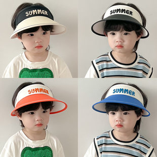 儿童帽子夏季韩版男童，空顶帽宝宝大檐女孩遮阳防晒防紫外线太阳帽