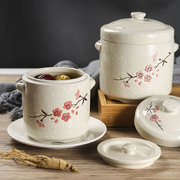 中式梅花隔水炖盅陶瓷双盖燕窝碗，蒸蛋盅家用炖罐双耳炖碗带盖汤盅