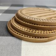 竹制家用隔热垫加厚餐桌防烫台面碗垫雕刻图案，大号锅垫杯垫盘垫