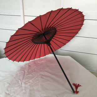 定制古典油纸伞汉服拍照舞台道具装饰黑色伞架纤维杆晴雨伞复古红