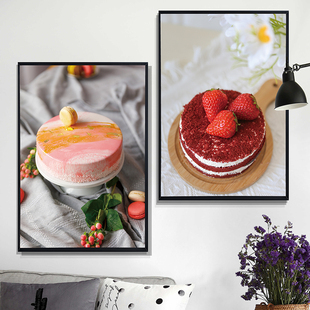 蛋糕店背景墙面装饰烘焙甜品工作室早餐面包店铺创意广告海报挂画