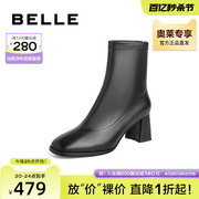 百丽弹力靴女冬季短靴靴子商场同款高跟瘦瘦靴3G360DZ2