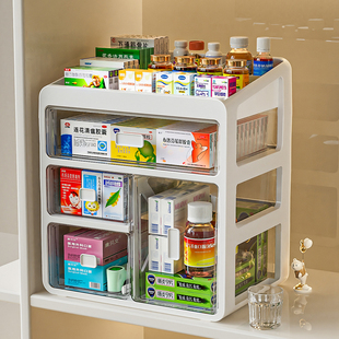 药箱家庭装抽屉式药品药物收纳盒，家用大容量多层医疗小药盒收纳柜