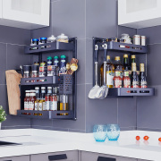 不锈钢调料架壁挂式免打孔多层家用多功能，厨房置物架调味品收纳盒