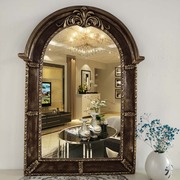 欧式浴室镜化妆镜方形装饰壁镜防水玄关镜复古梳妆镜试衣镜子