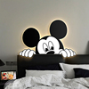 黑白米奇卧室装饰画led灯氛围感儿童房壁画米老鼠客厅挂画带灯