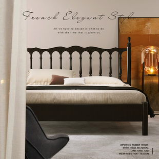 复古法式床黑色全实木温莎床1.5m1.8m双人床现代简约美式床民宿风