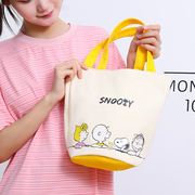 snoopy史努比卡通，帆布包女手提包，便携日系圆筒包