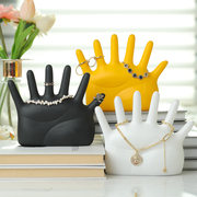 陶瓷六手指手掌创意首饰架项链，展示架戒指收纳架陈列饰品装饰道具