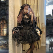 2022逗酱原创lolita哥特玫瑰花，的囚笼cla优雅浮雕网纱蕾丝吊带裙