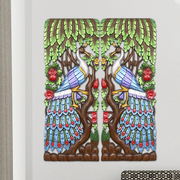 泰国木雕玄关镂空墙上挂件，装饰东南亚风格，动物孔雀柚木雕刻雕花板